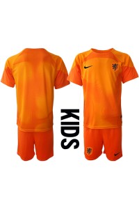 Nederland Keeper Babyklær Borte Fotballdrakt til barn VM 2022 Korte ermer (+ Korte bukser)